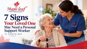 PSW North Bay providing personal support and daily care for a senior at home