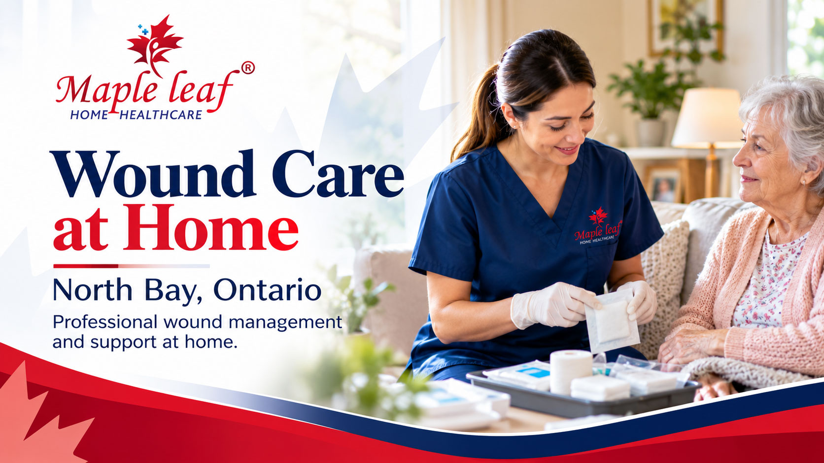Professional home wound care and dressing support for patients in North Bay, Ontario